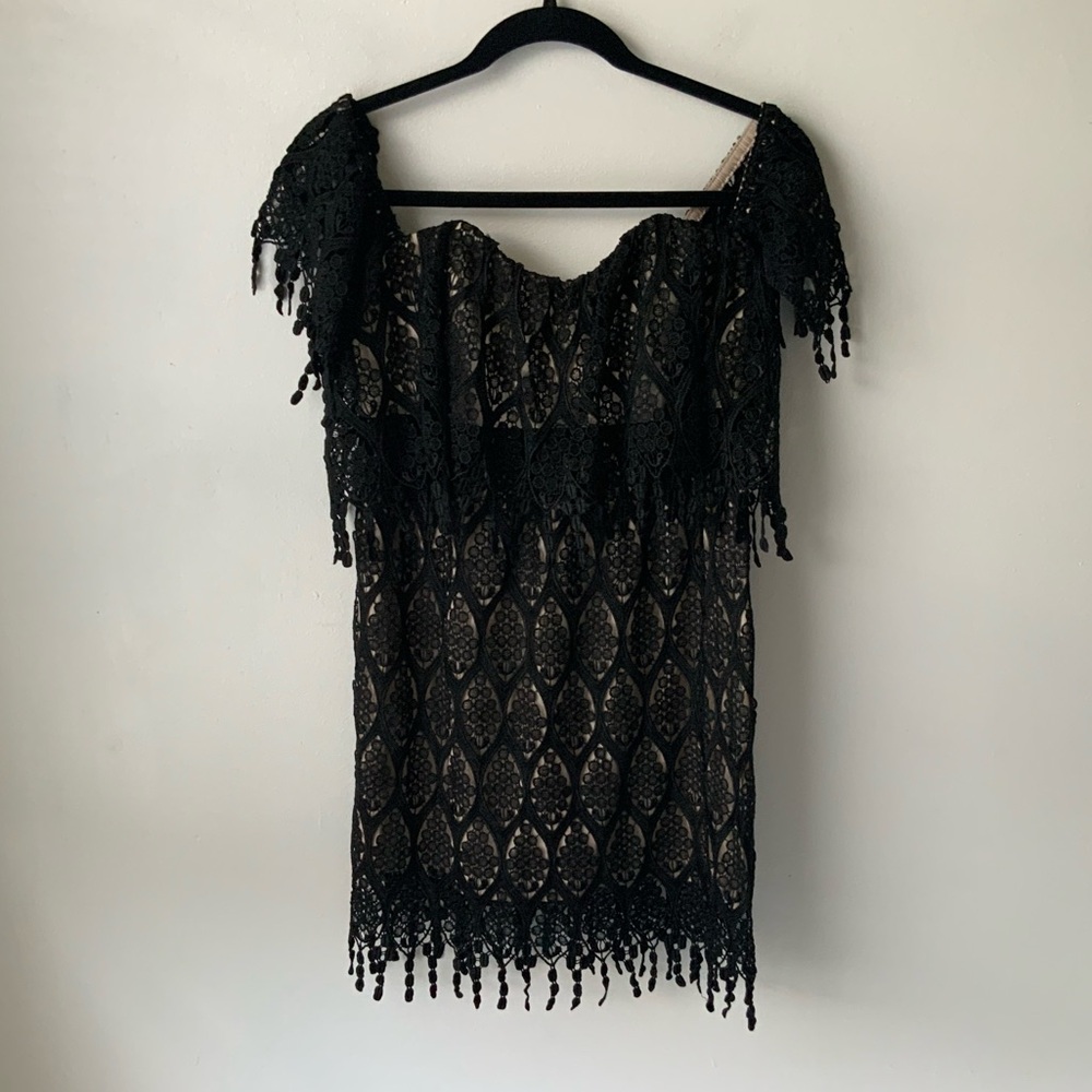 STONE COLD FOX Iowa Black Lace Dress Gothic Whimsigoth Bohemian Chic Medium - Picture 7 of 14
